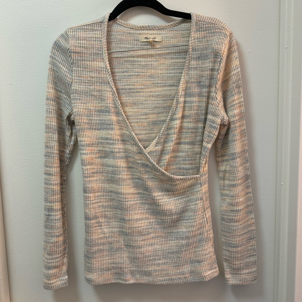 NWOT Madewell Space-Dye Faux-Wrap Top - Picture 4 of 5